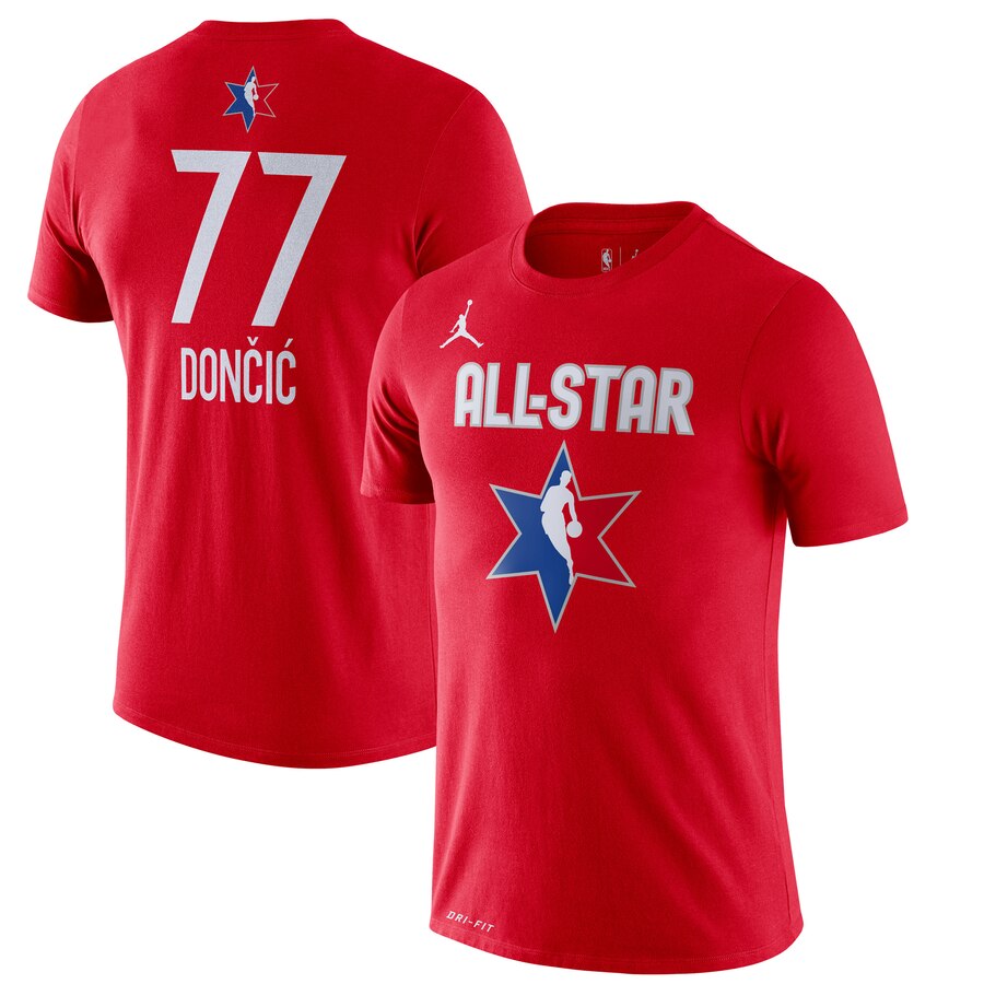 Men Luka Doncic Jordan Brand 2020 NBA AllStar Game Name & Number Player TShirt  Red